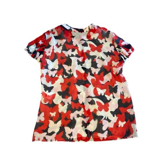 Rena Lang Butterfly Silk Short Sleeve Top (sz8) - Picture 2 of 4